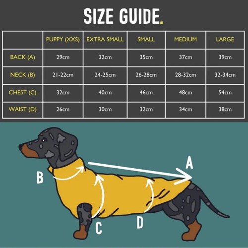 Mini Dachshund Fleece Jumper Size Guide