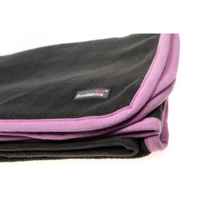 Doodlebone Fleece Dog Blanket, Charcoal & Pink