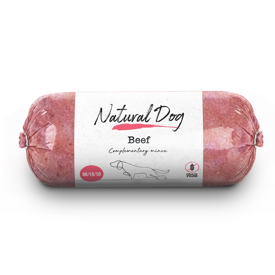 Natural Dog 80-10-10 Beef Chub, 500g