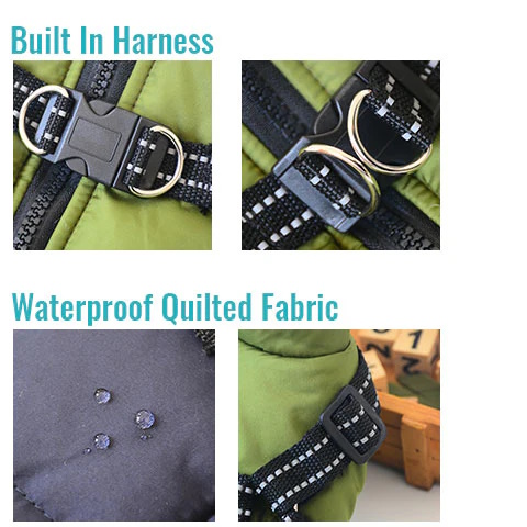 Waterproof Dog Coat with Harness Features