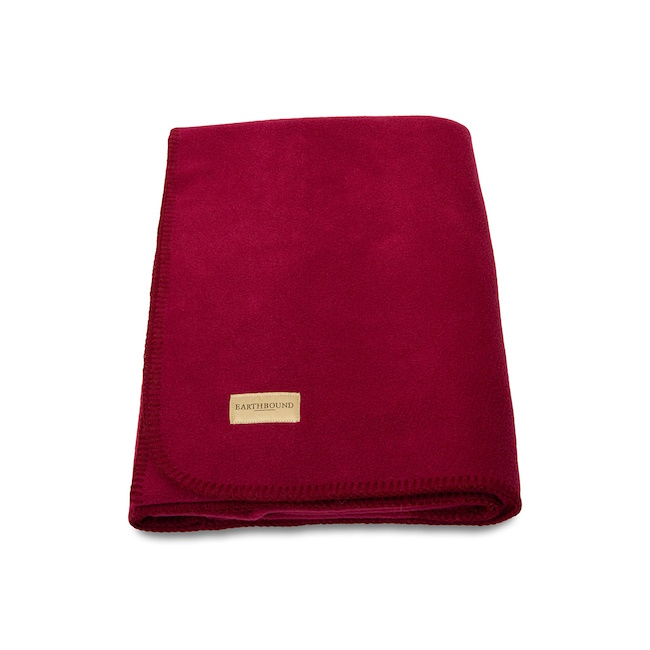 Stitched Fleece Blanket Burgundy