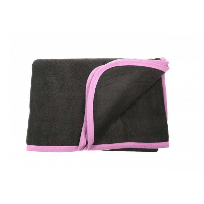 Doodlebone Fleece Dog Blanket, Charcoal & Pink