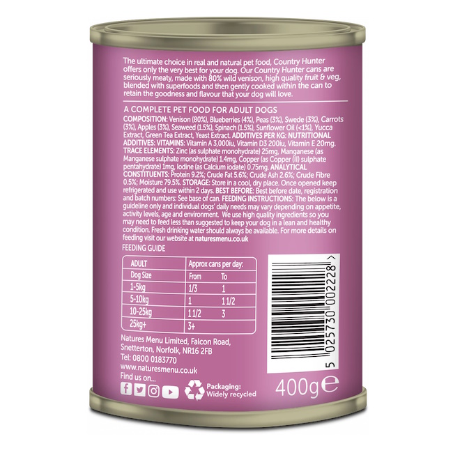 Country Hunter 400g Tin - Venison